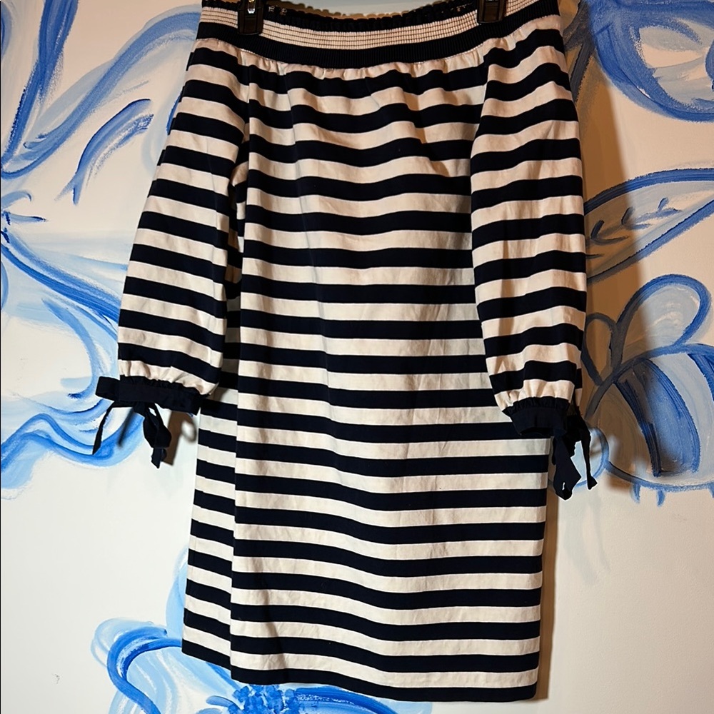 J. Crew Striped Off-Shoulder Dress